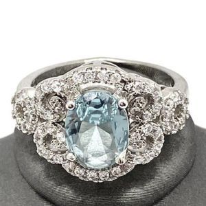 2.22 ctw Sky Blue Topaz and White Sapphire Ring